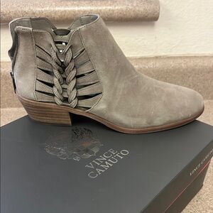 Vince Camuto Taupe Braided Ankle Boots